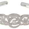 925 Sterling Silver Rhodium Finish Antique Style Cuff Bangle - Image 2