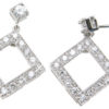 925 Sterling Silver Rhodium Finish Brilliant Fashion Pave Earrings
