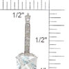 925 Sterling Silver Rhodium Finish Princess Fashion Earrings - Image 2