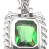 925 Sterling Silver Rhodium Finish Emerald Cut Antique Style Bezel Pendant