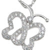 925 Sterling Silver Rhodium Finish CZ Butterfly Pendant
