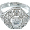 925 Sterling Silver Platinum Finish Antique Style Ring - Image 3