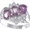 925 Sterling Silver Platinum Finish Genuine Amethyst Ring