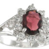 925 Sterling Silver Platinum Finish Genuine Garnet Ring