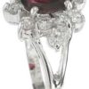 925 Sterling Silver Platinum Finish Genuine Garnet Ring - Image 2