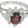 925 Sterling Silver Platinum Finish Genuine Garnet Ring - Image 3