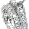 925 Sterling Silver Rhodium Finish CZ Princess Engagement Set Ring - Image 2