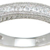 925 Sterling Silver Rhodium Finish CZ Princess Engagement Set Ring - Image 5