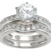 925 Sterling Silver Rhodium Finish CZ Solitaire Engagement Set Ring