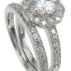 925 Sterling Silver Rhodium Finish CZ Antique Style Engagement Set Ring - Image 2