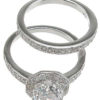 925 Sterling Silver Rhodium Finish CZ Antique Style Engagement Set Ring - Image 3